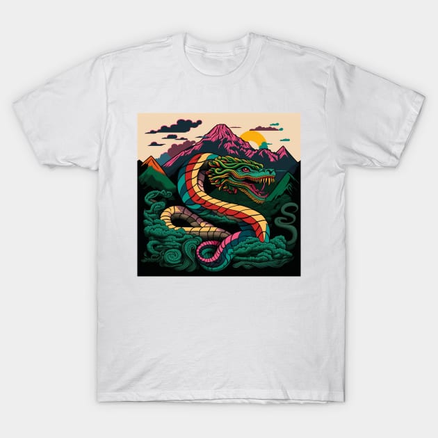 Quetzalcoatl Pop 4 T-Shirt by AstroRisq